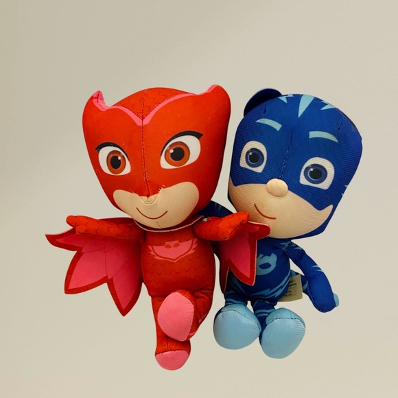 PJ Masks Plush Toy Lot 2 Catboy Owlette Stuffed Dolls Kids Superhero Red & Blue - Picture 1 of 11